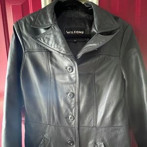 Vintage Women’s Wilsons Leather Jacket sz L, Black 1986 Notched Collar Pockets